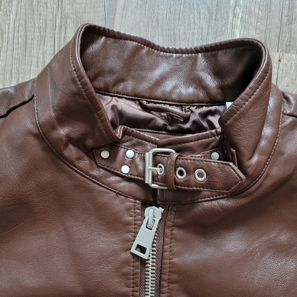 Faux Leather New Levi's Brown Jacket for Women Biker Style Size XXL - Picture 4 of 8